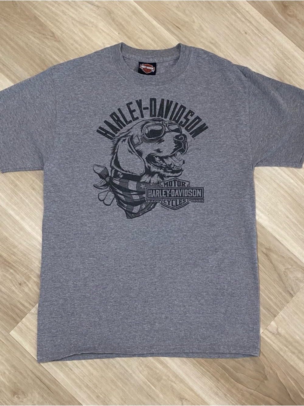 Harley-Davidson Gray Short Sleeve Tee with Dog Las Vegas Unisex Medium